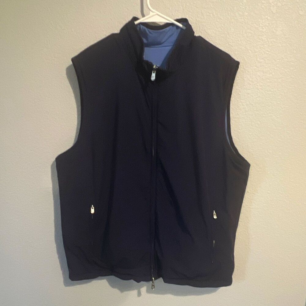 Peter Millar Crown Soft Men’s Reversible Full Zip Golf Vest Dark/Light Blue Sz L